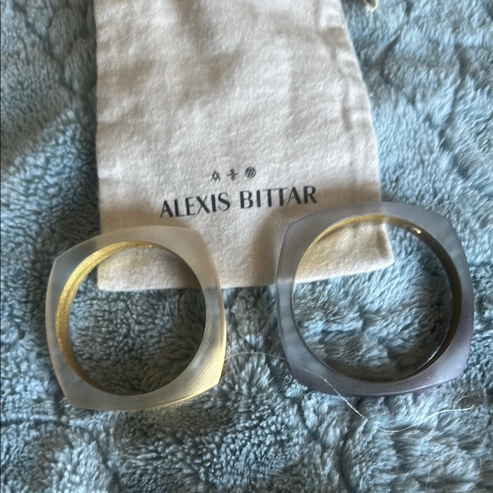 Alexis Bittar Purple and Champagne Elegant Bangle Set